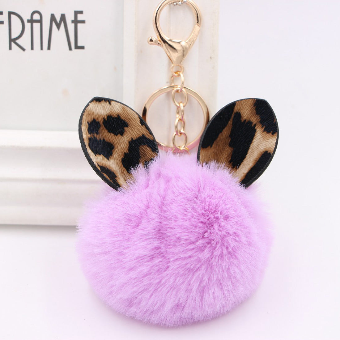 Wholesale Leopard Print Ear Fur Ball Keychain Plush